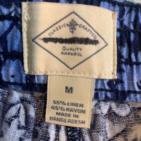 St. John's Bay Linen Blue Mid Rise Floral Print Shorts Size M New - Picture 5 of 7